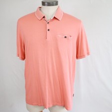 Ted Baker Polo Shirt Mens 6 Cotton/Modal Golf Casual Pocket Peach Short Sleeve