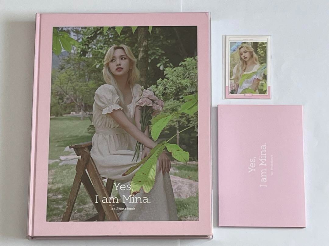 TWICE MINA 1st Photobook Yes, I am MINA Pink Ver with 2 card TWICE MINA 1st Photobook Yes, I am MINA Pink Ver with 2 card