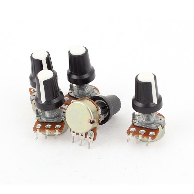 5pcs 10k Ohm 3 Terminal Linear Rotary Audio B Type Potentiometer for ...