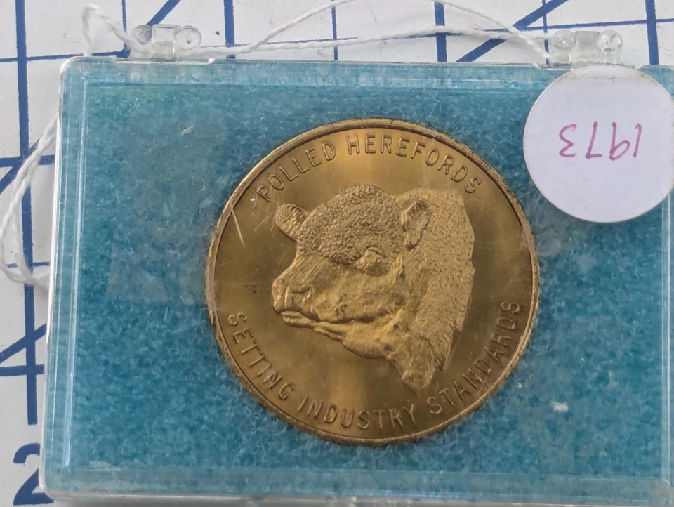 ¡RARO! 1973 American Polled Hereford Association Golden Anniversary Show Sale Moneda Foto 4 de 4