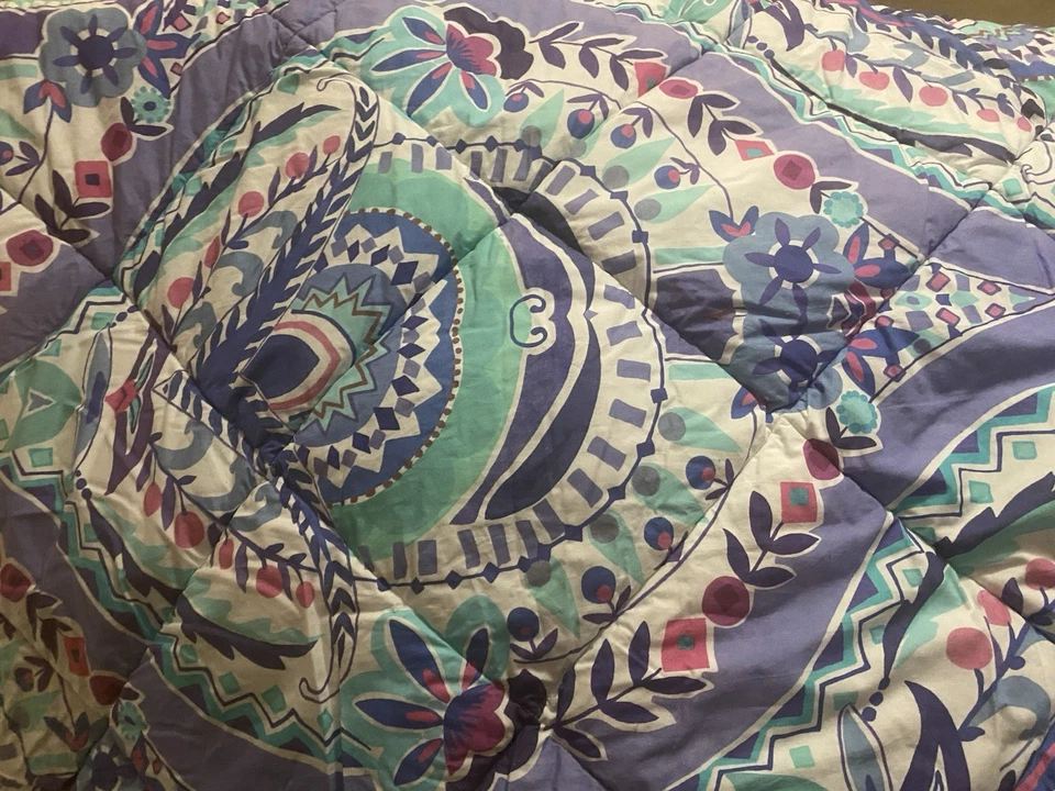 Pottery Barn Kaleidoscope Floral Comforter Blue / Purple / Pink Queen & 2 Shams - Image 3 of 4