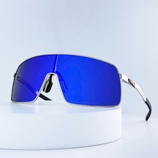 Oakley Sutro Ti OO6013 Sunglasses Silver Titanium Frame Deep Blue Lens