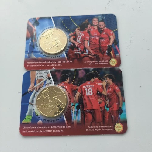 2x2.5 Euro Coincard Belgium 2026 Hockey World Cup NL-FR Version