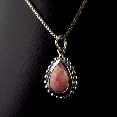 Anhänger Silber Sterling Rhodochrosit rosa Kette - elegant zierlich & zauberhaft
