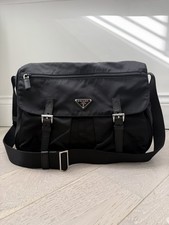 Borsa vintage Prada Milano nera tessuto nylon messenger/tracolla (unisex)