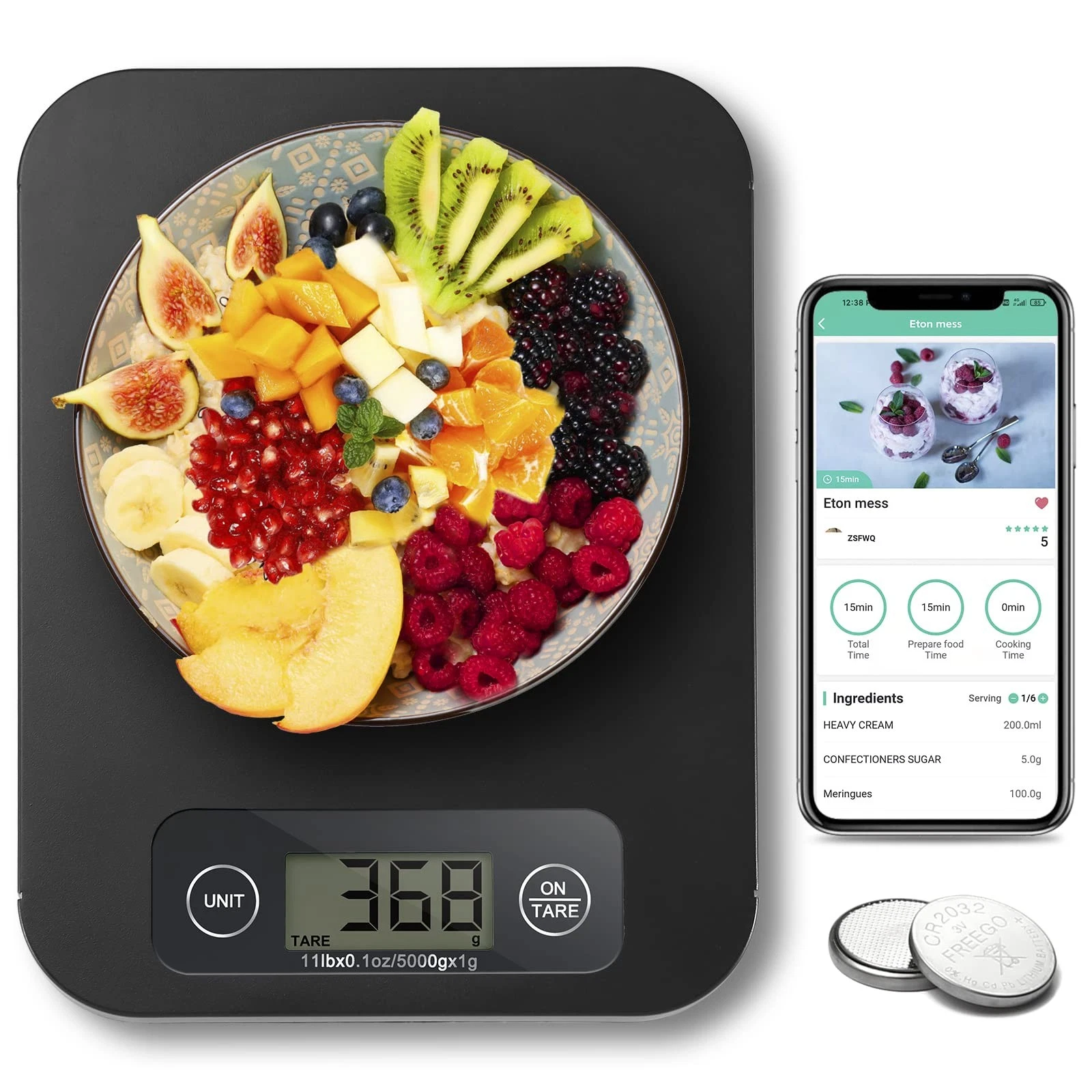 Digital Food Scale with Nutritional Calculator, 20 Nutrients, 11lb Capacity