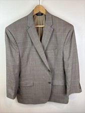 Jos A Bank Blazer Mens 48R Houndstooth Windowpane Wool Two Button Jacket