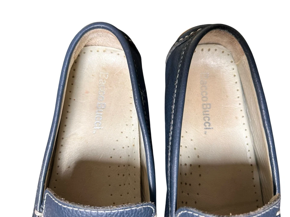 Zapatos Mocasines Bacco Bucci Devers Hombres Talla 9 Informales Sin Cordones Cuero Azul Brasil Foto 2 de 4
