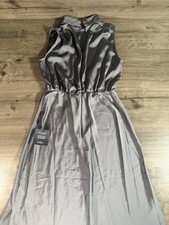 NWT Lulus Classic Elegance Dark Grey Sleeveless Double Side Slit Size Medium