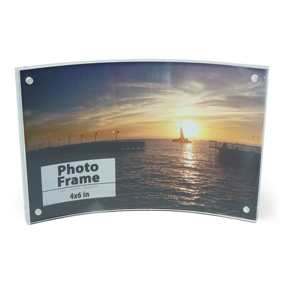 Marco magnético acrílico curvo (4x6), marco acrílico transparente para el hogar y O... Foto 2 de 4