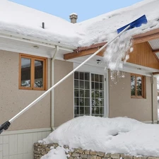 Snow Roof Rake, 24 in PP Plastic Blade, 3.8-18.2 Ft Adjustable Roof Snow Scraper