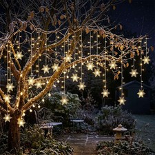96 LED Snowflake Fairy String Lights Curtain Window Xmas Garden Decor Waterproof