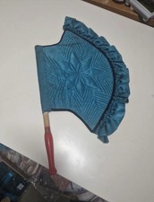 Vintage Handcrafted Punjabi Pakhi Hand Fan - Authentic 20th Century Teal Blue