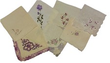 Lot of 7 Vintage Hankies Handkerchiefs Floral Embroidered Lace