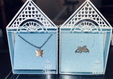 Vintage The Doll House Child Butterfly Charm textured Set Necklace/Ring w/ Pkg