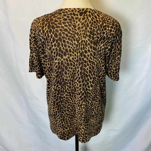 Liz Claiborne Collection Women's XL 100% Silk Short Sleeve Top Leopard Print - Bild 4 von 7