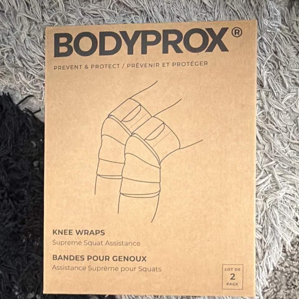 Bodyprox Knee Wraps 2 Pack Black One Size Compression Stabilization, Adjustable - Image 1 of 1
