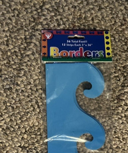 NIB Bulletin Board Trim 36 Feet Blue Waves 12 Strips