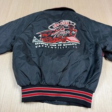 Vintage Holloway Satin Mechanic Bomber Jacket Medium Warrenville Illinois Train