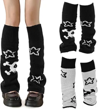 Star Skull Leg Warmers Y2K Gothic Fluffy Reversible Punk Kawaii Legwarmers Women
