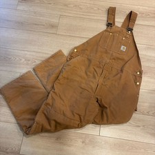 Carhartt Loose Fit Firm Duck Insulated Bib Overalls Double Knee Size 50x34 FLAW