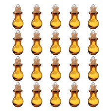 20 Pcs Small Ball Mini Glass Bottles Jars with Cork Stopper Eye Screw, Champagne