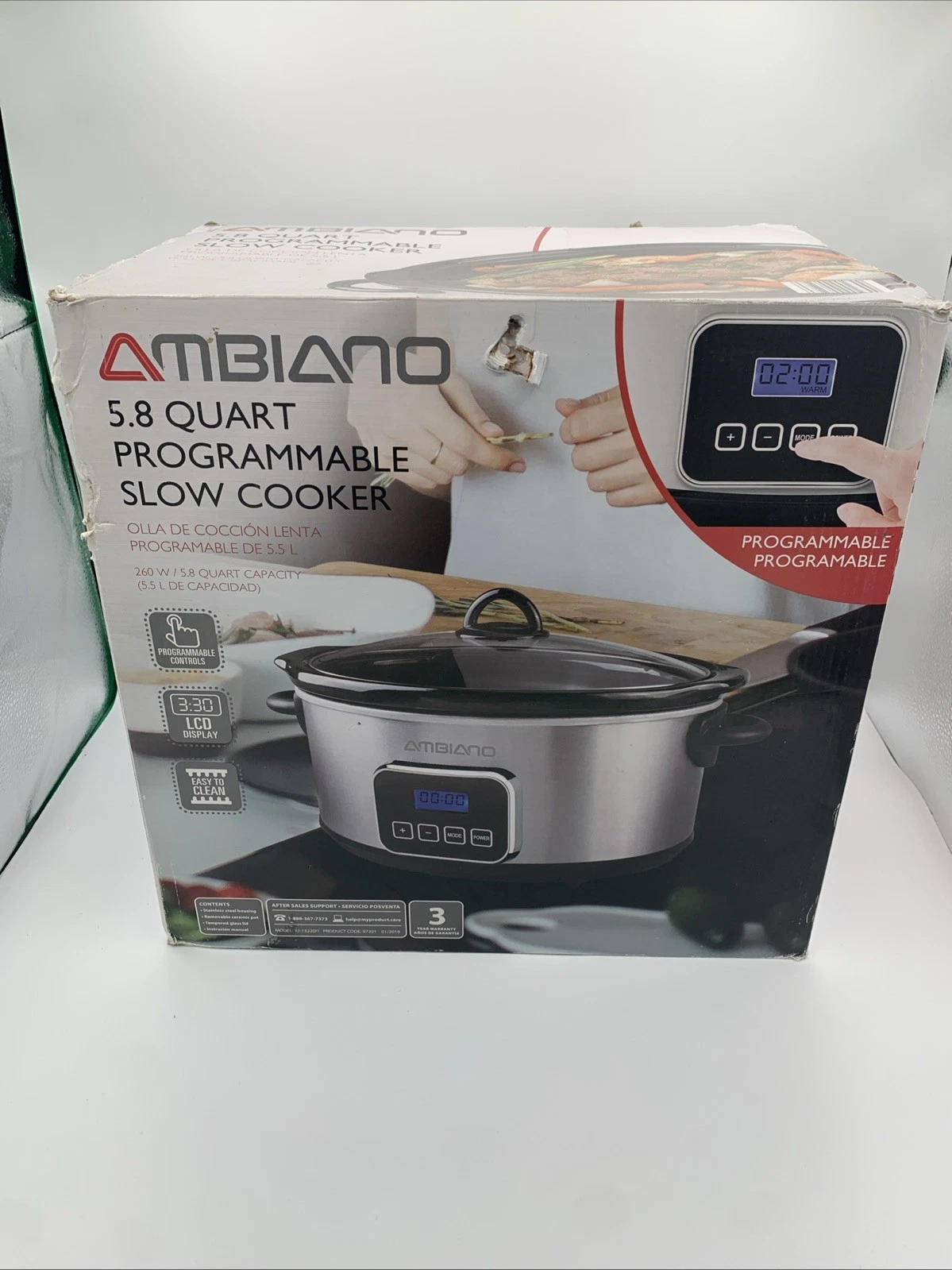 Ambiano 5.8 Qt Programmable Slow Cooker – Stainless Steel – Brand New