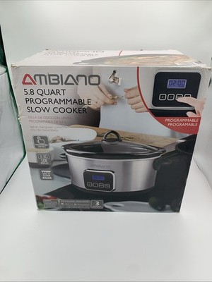 Ambiano 5.8 Qt Programmable Slow Cooker   Stainless Steel   Brand New