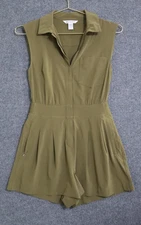 Athleta Romper Women 2 Olive Green Brooklyn Athleisure 3" Inseam Semi Fitted EUC