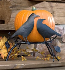 Plow & Hearth Raven Pumpkin Holder Metal Halloween Decor New in Box #87971