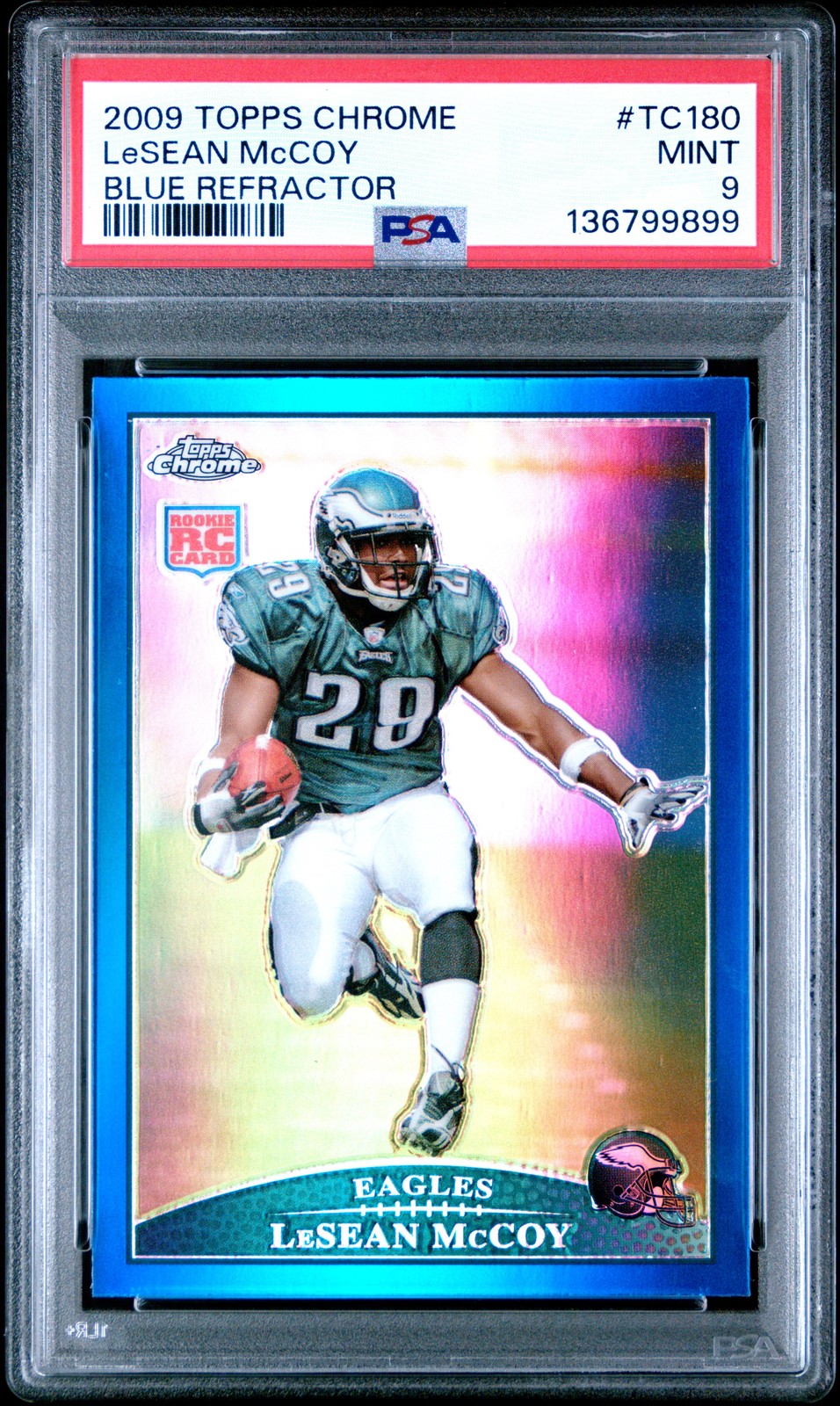 PSA 9 Lesean Mccoy Blue Refractor #TC180 2009 Topps Chrome 136799899