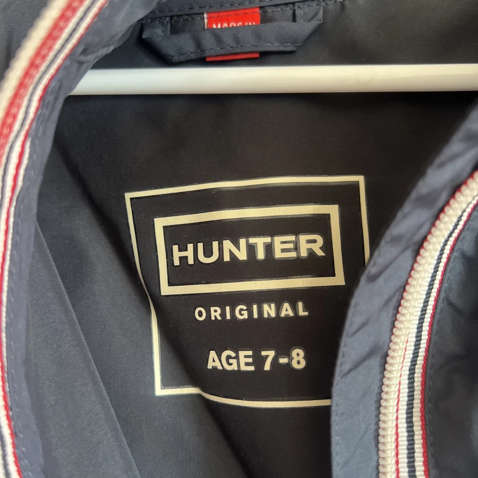 Hunter Jacket Unisex Kids 7-8 years Hooded Rain Black Full Zip Hiking Outdoors - Image 2 of 4