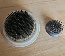 2 Metal Spike Flower Frogs 3 1/4 X 1 1/4 high and 1 1/2 X 1 high