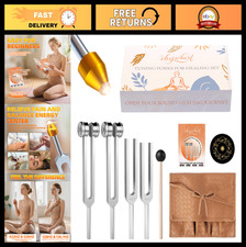 Healing Tuning Forks Set 128Hz, 136.1Hz, 432Hz, 528Hz for Sound Therapy, Chakr