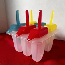 Vintage Pop Ice Pop Maker With Drinkable Holder Freezer  6 Popsicle Molds