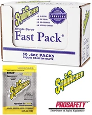 Sqwincher Fast Pack Electrolyte Liquid Sport Hydration Drink LEMONADE 50 BOX