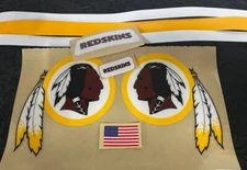 Redskins Full Size Football Helmet Decals With Stripes Schutt Set W/ Extras 20 M