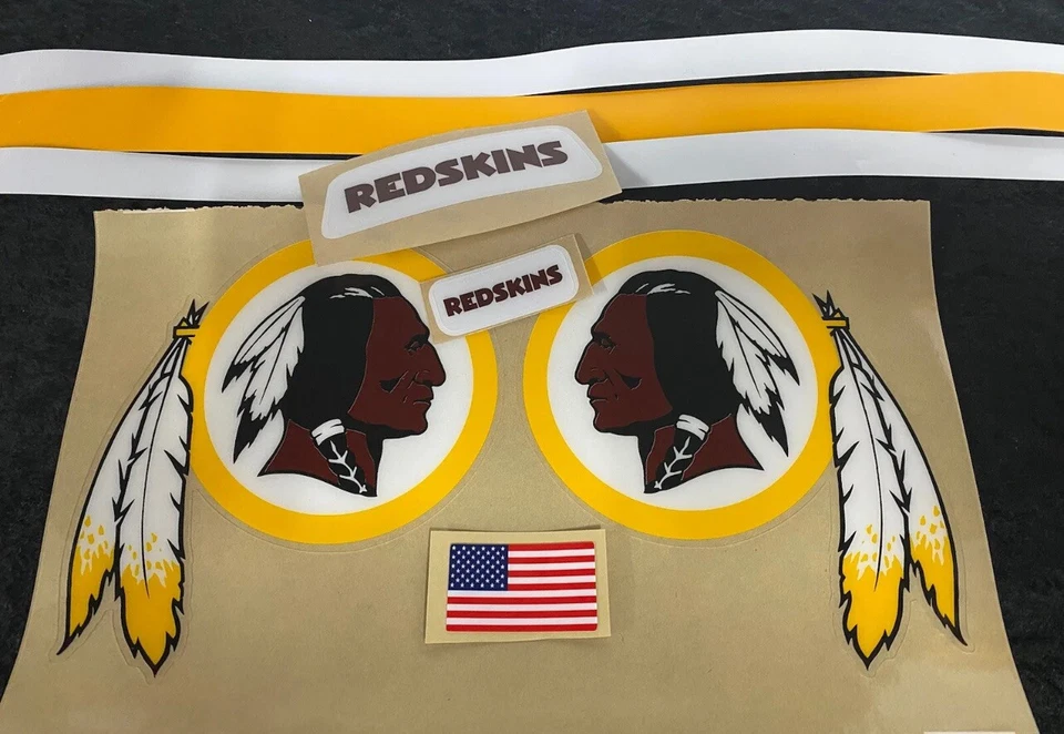 3M Redskins Full Size Football Helmet Decals With Stripes Schutt Set W/ Extras 20 M