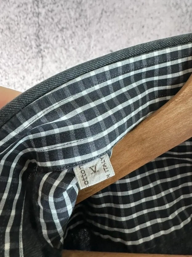 Camisa Brioni 100% Seda Italia Para Hombres XL Gris Onda Geométrica Manga Larga Abotonada Foto 4 de 4