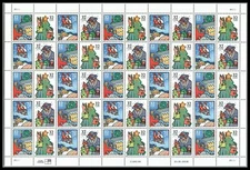 US Stamps Scott 3108 - 3111 PANE OF 50 Xmas Family Scenes 32 Cents MNH