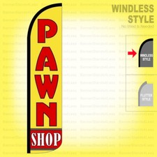 PAWN SHOP - Windless Swooper Flag 2.5x11.5 ft Tall Feather Banner Sign yz