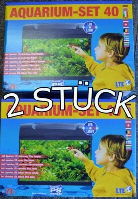 Nano-Aquarium-Komplett-Set mit LED (rot/weiß/blau), Filter, Netz (2 STÜCK !!!)