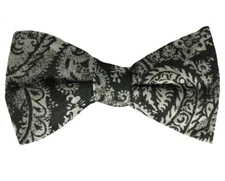 New Ryan Seacrest Distinction Brookshire Paisley Black White Pre-Tied Bow Tie 