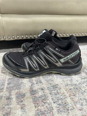 Salomon XA Comp 8 Trail Running Shoes Womens Size 7.5 Black Green Casual Hiking