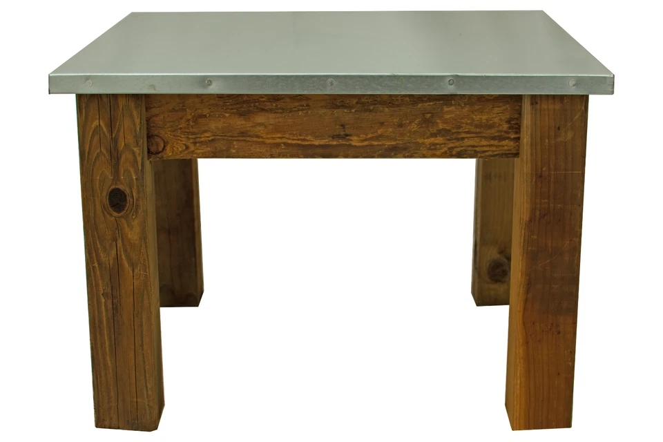 Mesa auxiliar de patio Redwood y mesa de centro de jardín al aire libre mesa de acero inoxidable Foto 2 de 4