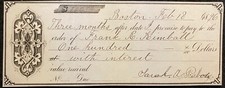 1896 *BOSTON, MASSACHUSETTS* PROMISSORY NOTE+GPAPHICS+NOTABLE: FRANK R. KIMBALL!