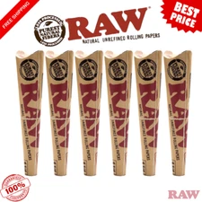 RAW Classic  1 1/4 1.25 Pre-Rolled Cones with Filter Tip 6-Pack | 24 Cones |
