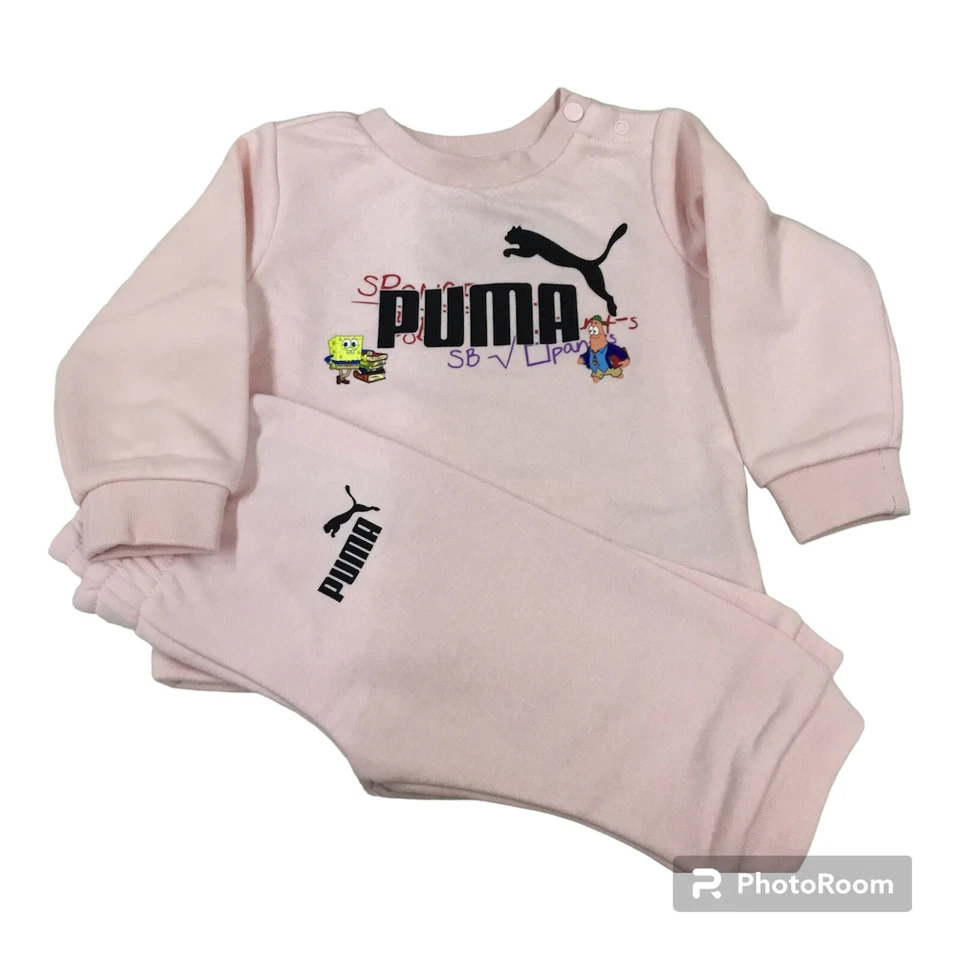 TUTA COMPLETO SET NEONATA  BAMBINA PUMA  X SPONGEBOB CrewJ Frost pink - Immagine 3 di 4