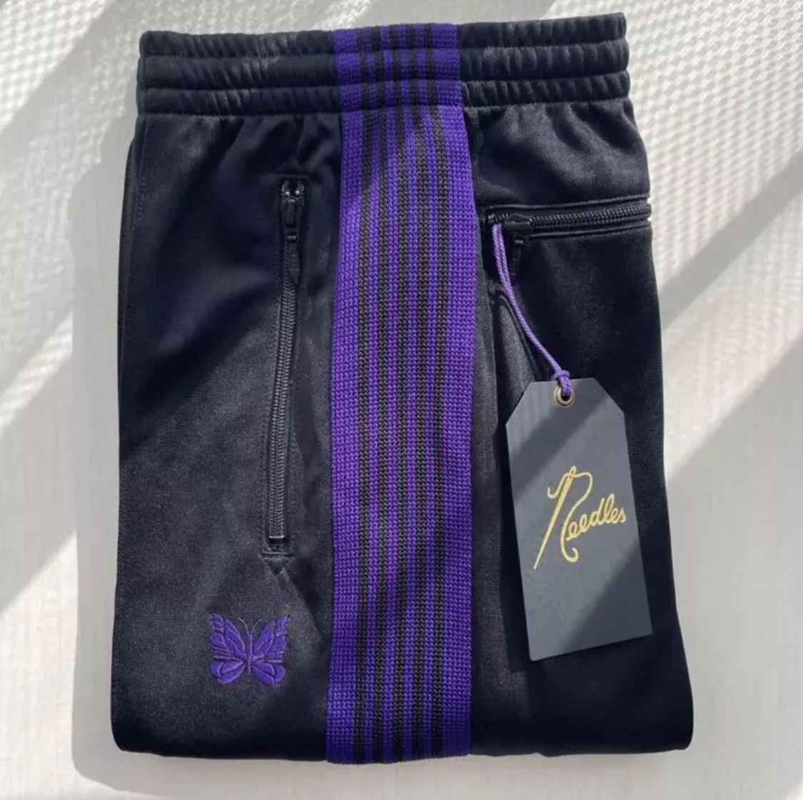 NEEDLES Track Pants Narrow Black Purple Size-M from Japan