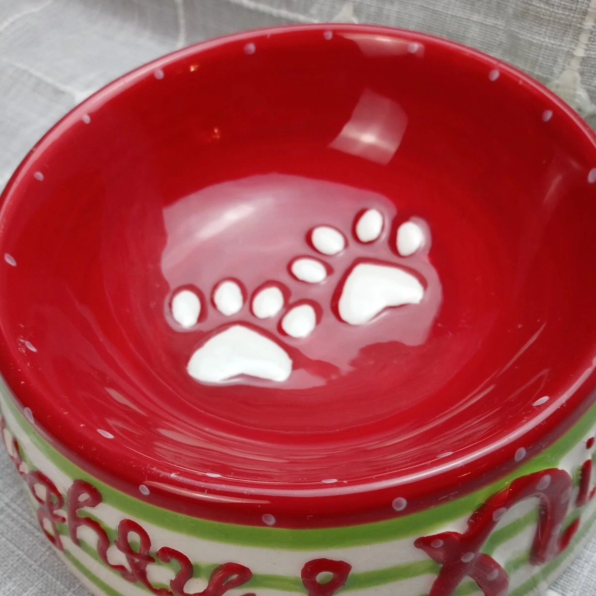 Red ceramic dog deals bowl